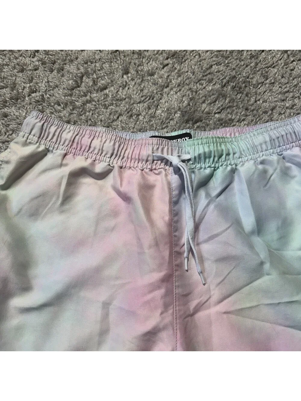 Playboy by Pacsun Swim Shorts Men’s Medium Rainbow Tie Dye Drawstring Logo